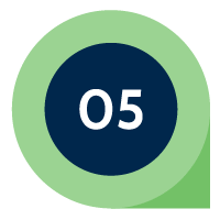image of the number five in a navy circle, surrounded by a bigger, green circle